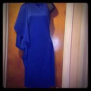 Women's halter dress w/draped panel front